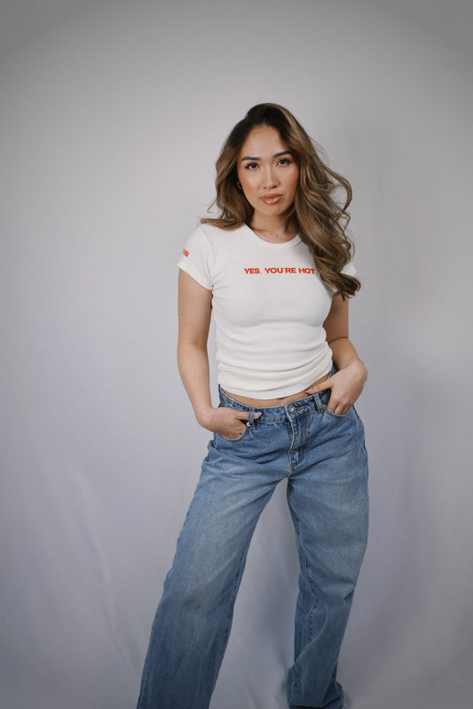 Yes, You're Hot Cap Sleeve Baby Tee - Sold Out / Pre Order